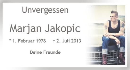 Traueranzeige von Marjan Jakopic von Nassauische Neue Presse