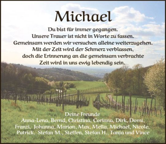Traueranzeige von Michael  von Starkenburger Echo