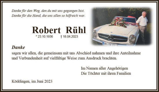 Traueranzeige von Robert Rühl von Oberhessen Kurier