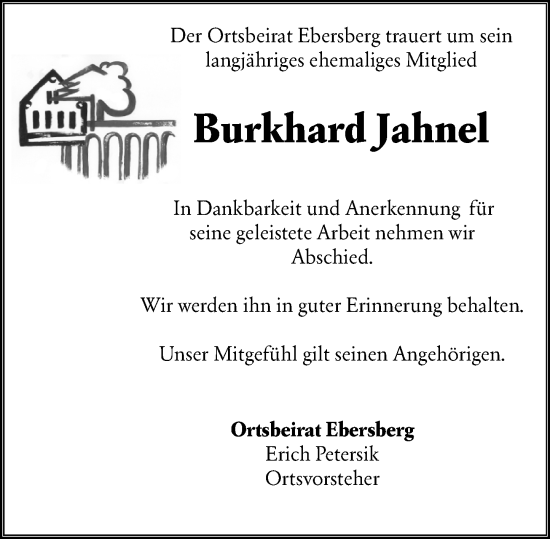 Traueranzeige von Burkhard Jahnel von Odenwälder Echo