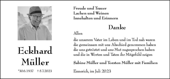 Traueranzeige von Eckhard Müller von Nassauische Neue Presse