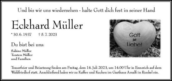 Traueranzeige von Eckhard Müller von Nassauische Neue Presse
