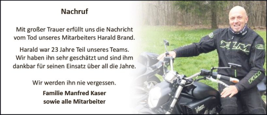 Traueranzeige von Harald Brand von Odenwälder Echo