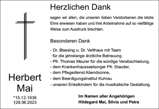 Traueranzeige von Herbert Mai von Starkenburger Echo