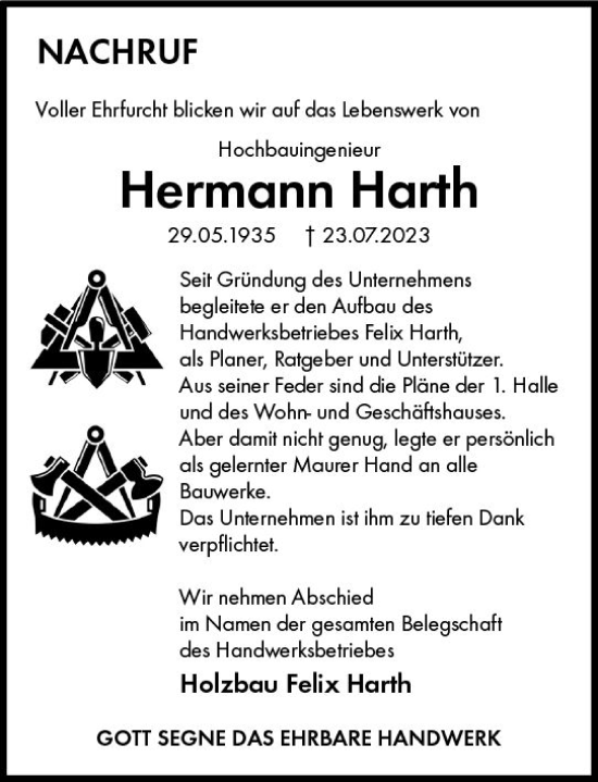 Traueranzeige von Hermann Harth von Allgemeine Zeitung Bingen/Ingelheim