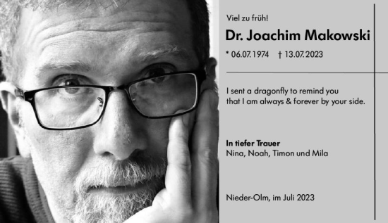 Traueranzeige von Joachim Makowski von Allgemeine Zeitung Mainz