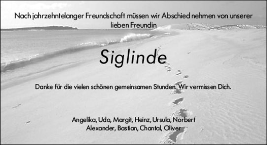 Traueranzeige von Siglinde  von Wiesbadener Kurier