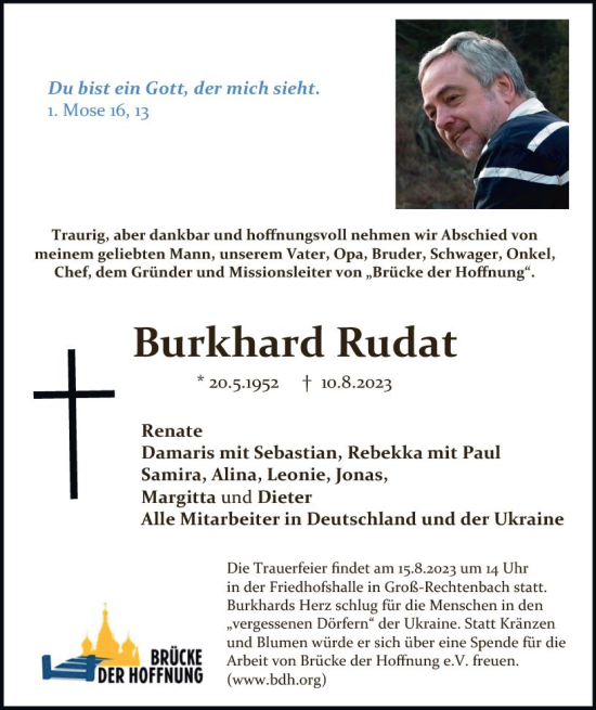 Traueranzeige von Burkhard Rudat von Wetzlarer Neue Zeitung