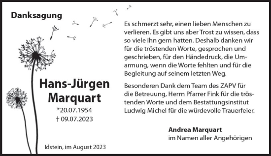Traueranzeige von Hans-Jürgen Marquart von Idsteiner Land/Untertaunus