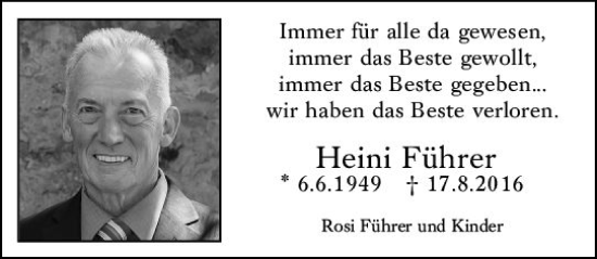 Traueranzeige von Heini Führer von Groß-Gerauer Echo