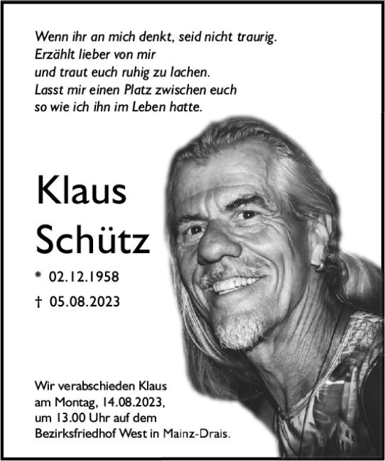 Traueranzeige von Klaus Schütz von Allgemeine Zeitung Mainz