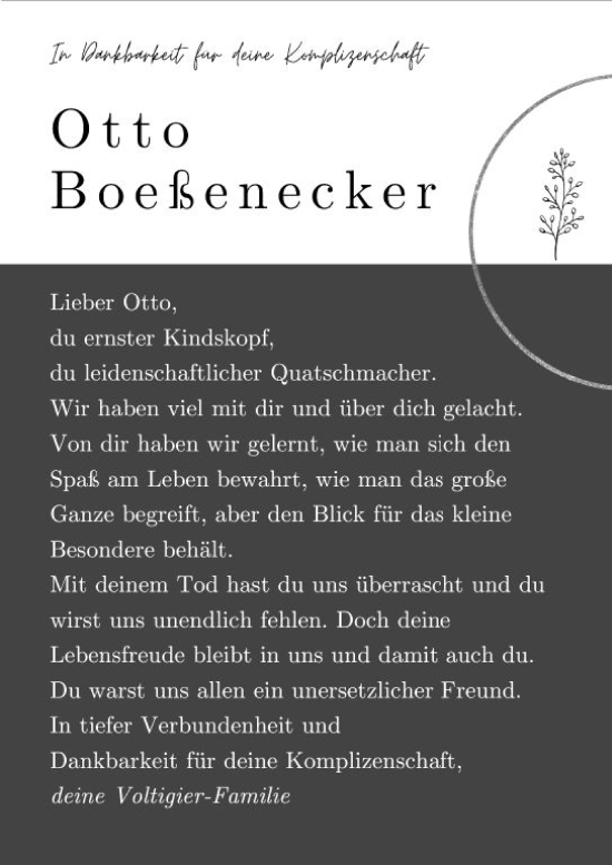 Traueranzeige von Otto Boeßenecker von Allgemeine Zeitung Mainz
