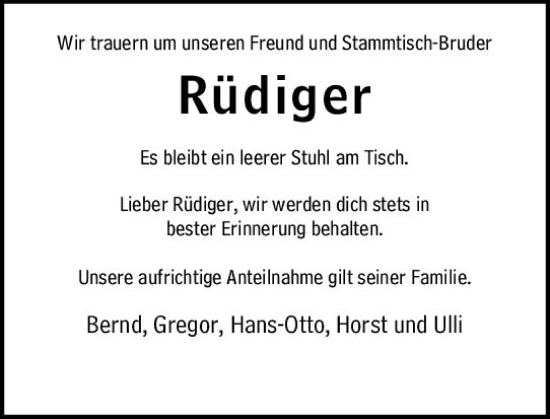 Traueranzeige von Rüdiger  von Hinterländer Anzeiger