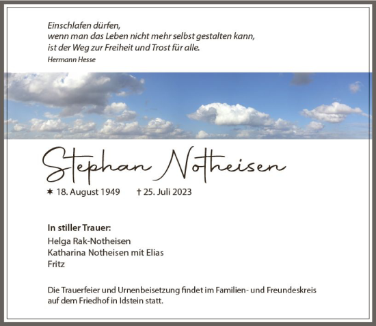 Traueranzeige von Stephan Notheisen von Idsteiner Land/Untertaunus