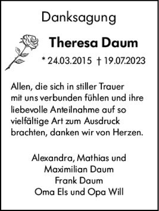 Traueranzeige von Theresa Daum von Darmstädter Echo