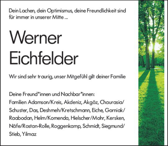 Traueranzeige von Werner Eichfelder von Darmstädter Echo