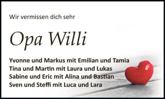 Traueranzeige von Willi Brohm von Odenwälder Echo
