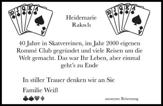 Traueranzeige von Heidemarie Raksch von Rüsselsheimer Echo