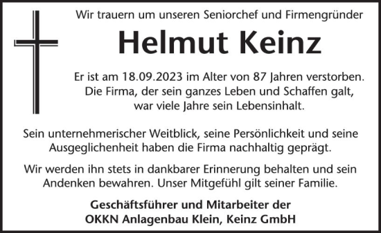 Traueranzeige von Helmut Keinz von Starkenburger Echo