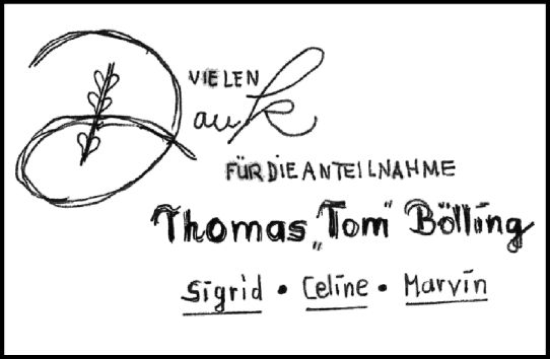 Traueranzeige von Thomas Bölling von Allgemeine Zeitung Mainz