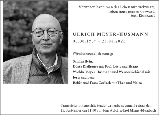 Traueranzeige von Ulrich Meyer-Husmann von Wiesbadener Kurier