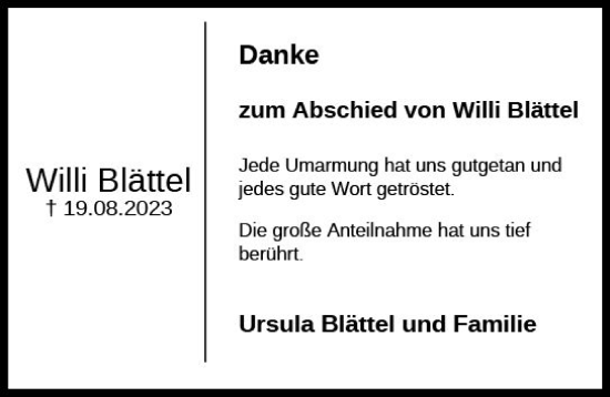 Traueranzeige von Willi Blättel von Nassauische Neue Presse