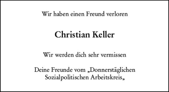 Traueranzeige von Christian Keller von Darmstädter Echo