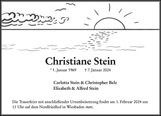 Traueranzeige von Christiane Stein von Weilburger Tageblatt