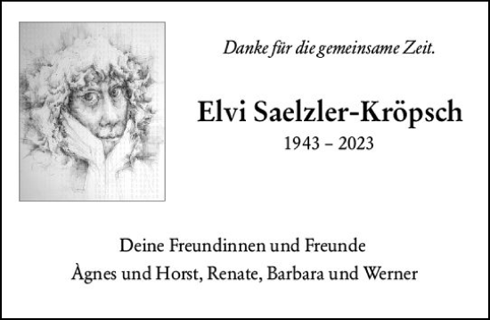 Traueranzeige von Elvi Saelzler-Kröpsch von Darmstädter Echo