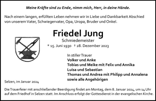 Traueranzeige von Friedel Jung von Allgemeine Zeitung Alzey
