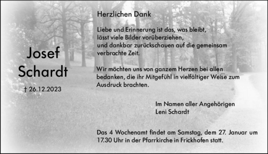 Traueranzeige von Josef Schardt von Nassauische Neue Presse
