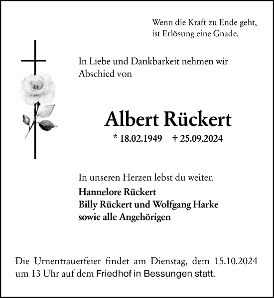 Traueranzeige von Albert Rückert von Darmstädter Echo