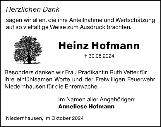 Traueranzeige von Heinz Hofmann von Darmstädter Echo