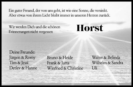 Traueranzeige von Horst Schultze von Darmstädter Echo