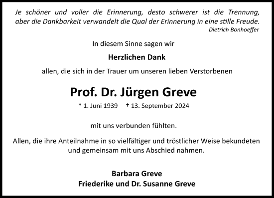 Traueranzeige von Jürgen Greve von Darmstädter Echo