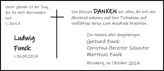 Traueranzeige von Ludwig Funck von Odenwälder Echo
