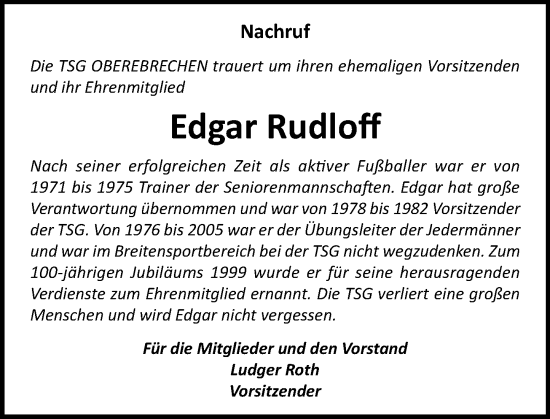 Traueranzeige von Edgar Rudloff von Nassauische Neue Presse