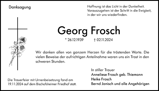 Traueranzeige von Georg Frosch von Rüsselsheimer Echo