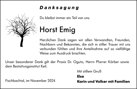 Traueranzeige von Horst Emig von Darmstädter Echo