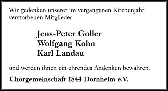 Traueranzeige von Jens-Peter Goller von Groß-Gerauer Echo