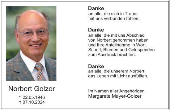 Traueranzeige von Norbert Golzer von Starkenburger Echo