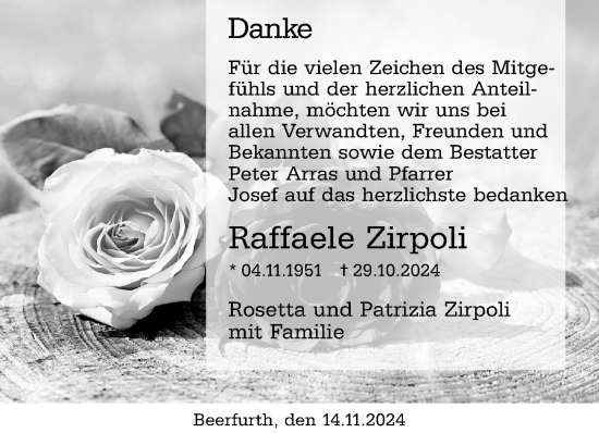 Traueranzeige von Raffaele Zirpoli von Odenwälder Echo