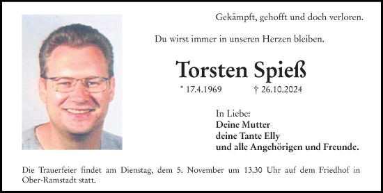 Traueranzeige von Torsten Spieß von Darmstädter Echo