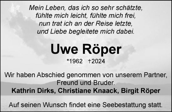 Traueranzeige von Uwe Röper von Idsteiner Land/Untertaunus