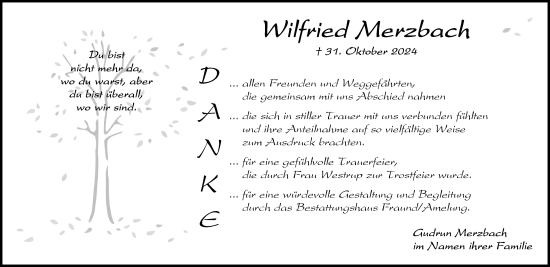 Traueranzeige von Wilfried Merzbach von Wiesbadener Kurier