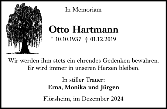 Traueranzeige von Otto Hartmann von Rüsselsheimer Echo