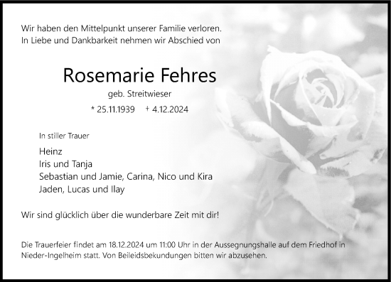 Traueranzeige von Rosemarie Fehres von Allgemeine Zeitung Rheinhessen-Nahe