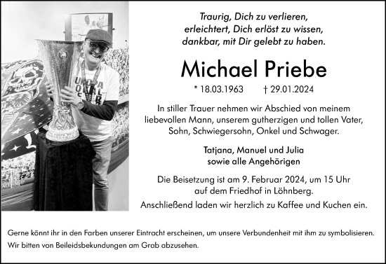 Traueranzeige von Michael Priebe von Weilburger Tageblatt
