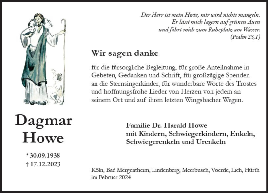 Traueranzeige von Dagmar Howe von Wiesbadener Kurier