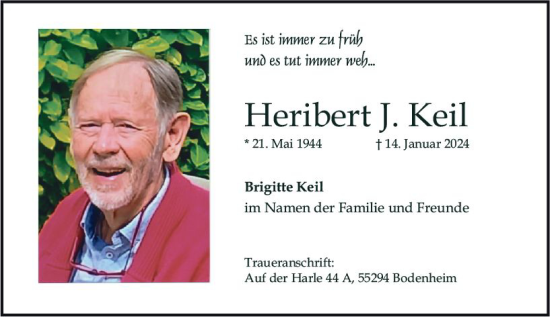 Traueranzeige von Heribert J. Keil von Allgemeine Zeitung Mainz